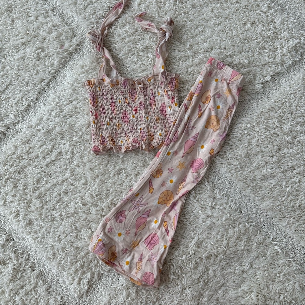 In My Jammers Beach Babe Flare and Smocked Crop Two Piece Set